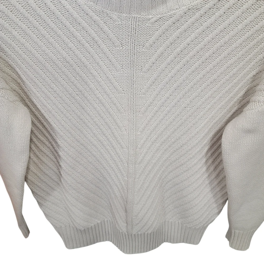 Eclipse Mitered Turtleneck Sweater Knit Neutral Cream White Pullover Wom… - Picture 9 of 16